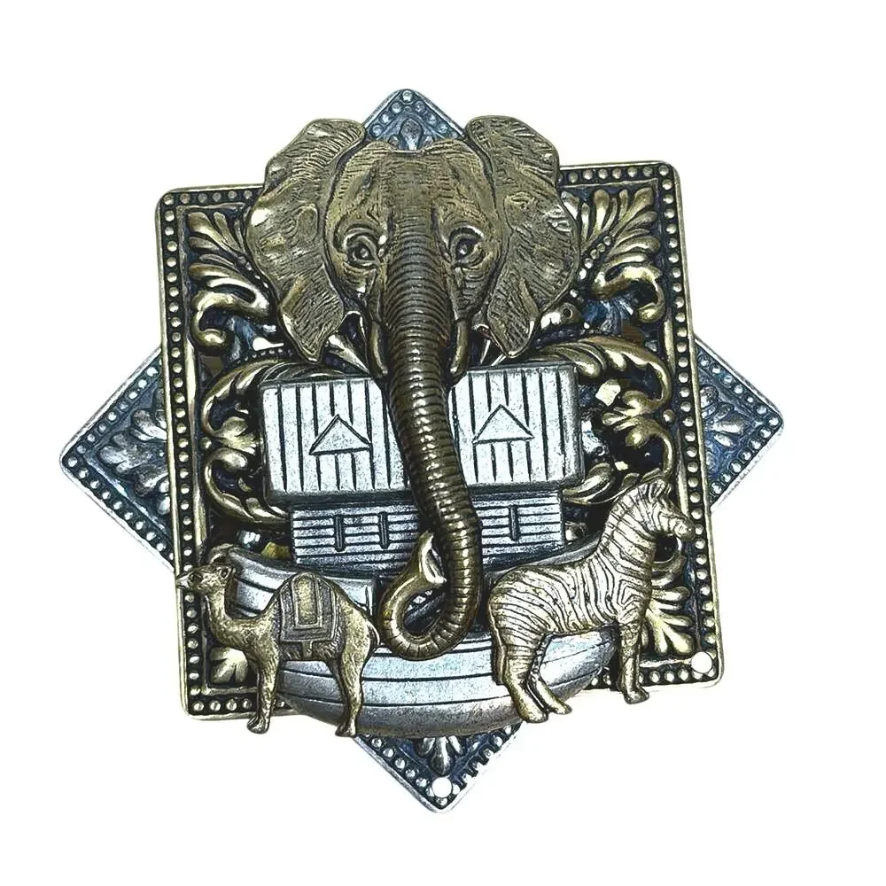 Vintage Noah’s Ark Elephant Zebra Camel Money Clip Gold & Silver Tone Religious